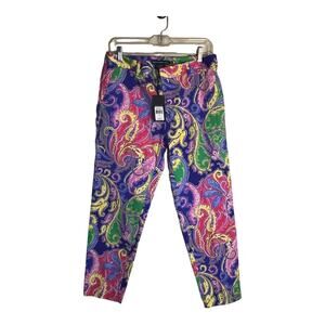 Ralph Lauren Women Sporty Vibrant Paisley Print golf Pants 6 NWT Stretch Comfort